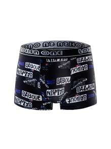 4pcs/Set Teen Boys' New Style Graffiti Print Breathable Soft Boxer Briefs