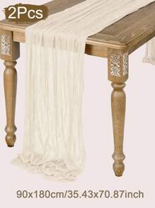 5 Peças Trilho de Mesa Plissado de Cor Sólida 90*180cm, Decoração de Corredor de Mesa para Casamento, Aniversário, Feriado, Festival, Natal