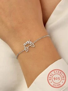 A 925 Sterling Silver 50 Cute Dog Line Customized English Name Bracelet, A Unique And Meaningful Gift For Pet Lovers And Dog Families, Warm And Unique Accessory Jewelry, Light Luxury Women's And Men's Jewelry Accessories - Multicolor - View 4