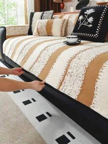 1pc Atmosphere Velvet Streaks Sofa Slipcover,Universal Non-Slip Pet-Friendly Sofa Mat, Protector For Living Room & Office Decor - Multicolor - View 11