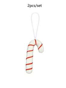 2 Stücke Weihnachts-Lutscher Ornamente Zuckerstangen zum Aufhängen, Filz Zuckerstangen Ornamente, Süßigkeiten Weihnachtsbaum Dekorationen Weihnachtsbaumschmuck