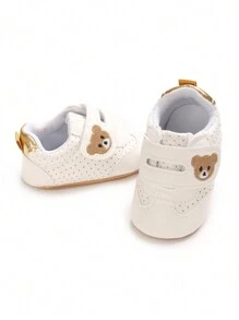 Casual Fashionable Versatile 0-1 Year Old Infant Boy/Girl Shoes, Cute Bear Embroidered Toddler Walking Shoes - Gold - View 6