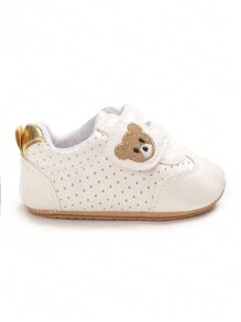 Casual Fashionable Versatile 0-1 Year Old Infant Boy/Girl Shoes, Cute Bear Embroidered Toddler Walking Shoes - Gold - View 3