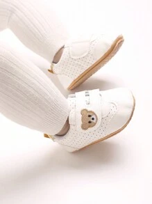 Casual Fashionable Versatile 0-1 Year Old Infant Boy/Girl Shoes, Cute Bear Embroidered Toddler Walking Shoes - Gold - View 1