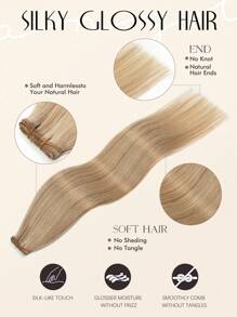 Genius Weft Hair Extensions Tóc người khâu vào Tóc nối Màu 18/613 Ash Blonde Highlighted Bleach Blonde 50g Tóc người thẳng Bó Buộc bằng tay Genius Weft Sew In Human Hair Extensions - S18/613 - Xem 3