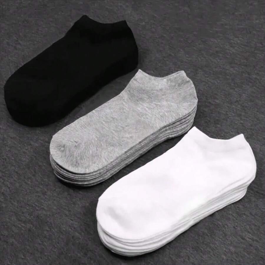 5/15 Pairs Unisex Plain Breathable Comfortable Casual Ankle Socks, Soft & Lightweight Low-Cut Socks Suitable For Outdoor Activities - Multicolor - View 1