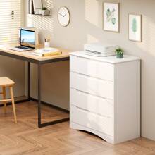 Chest Of Drawers With 4 Drawers, White Bedroom Chest Of Drawers With Cut Out Handles, Chest Of Drawers For Bedroom, Living Room, Office - trắng - Xem 5