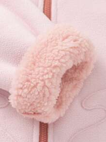 Balabala Áo khoác lông cừu trùm đầu dễ thương cho bé trai và bé gái mùa thu/đông 2024 - trắng đỏ - Xem 7