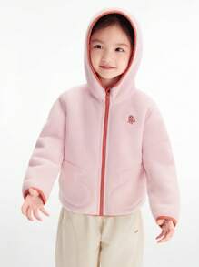 Balabala Áo khoác lông cừu trùm đầu dễ thương cho bé trai và bé gái mùa thu/đông 2024 - trắng đỏ - Xem 1