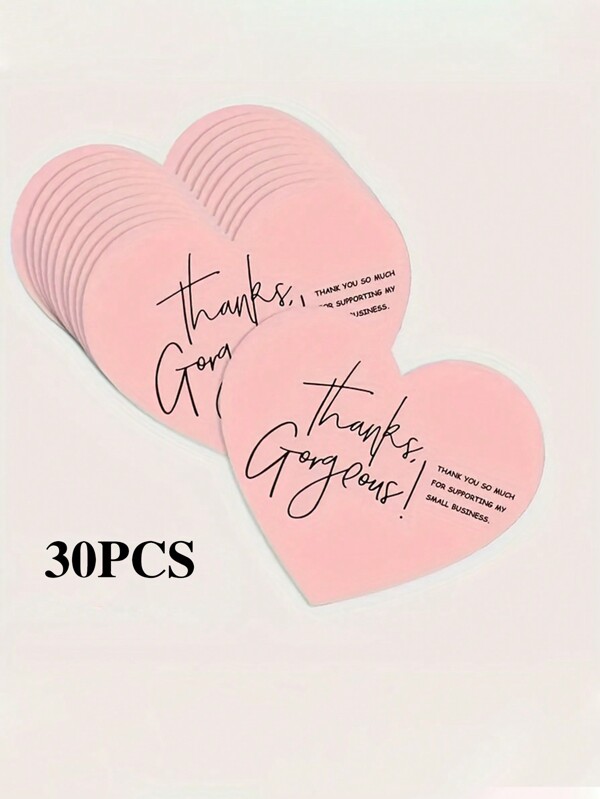 30pcs Elegant Pink Heart Thank You Labels -"Thank You For Supporting My Small Business" Thank You Cards - Arts & Crafts Supplies