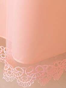 Tween Girl Long Solid Color Lace Tulle Satin Elegant Formal Dress, Suitable For Attending Balls And Formal Dinners, Does Not Include Headband - 淺粉色 - 查看 8