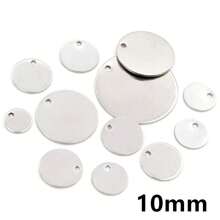 30 件 6-25 毫米圆形吊饰不锈钢镀金圆形单孔吊饰 DIY 项链吊坠珠宝配件 - round charms - 查看 15