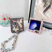 For Samsug Galaxy Z Flip 6/Flip 5/Flip 4/Flip 3 Case Glitter, Sparkly Protective Slim Thin Women Girl Cute Sparkle Phone Case For Samsug Galaxy Z Flip 6 For Christmas, Birthday, New Year Gifts, Winter,Gifts For Family, Friends,Birthday,Girlfriend,Boyfriend - Purple - View 4