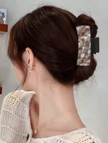 1 件装复古西式动物皮纹塑料发夹，适合女士 - 彩色 - 查看 2