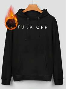 Oversized Style For Women, F*CK OFF Hoodie, Bold Statement Hoodie For Strong Personalities, Unisex Hoodie For Man And Women, Gift For Her Or Him, A Double-Layer Hood Hoodie, Fleece Lining For Excellent Warmth - 黑色 - 查看 2