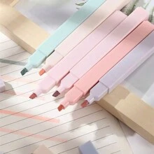 Set de 6 marcadores fluorescentes de colores pastel, artículos de papelería kawaii, suministros escolares, marcadores japoneses para estudiantes