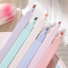 Set de 6 marcadores fluorescentes de colores pastel, artículos de papelería kawaii, suministros escolares, marcadores japoneses para estudiantes