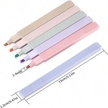 Set de 6 marcadores fluorescentes de colores pastel, artículos de papelería kawaii, suministros escolares, marcadores japoneses para estudiantes