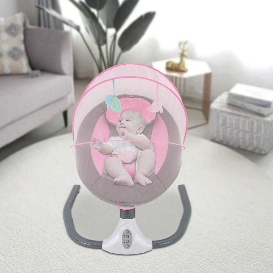 Miumaeov Rocking Chair With Sunshade, Reclining Cradle Bed, Multi-Functional Recliner, Removable Seat Cover - 粉色 - 查看 1