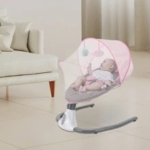 Miumaeov Rocking Chair With Sunshade, Reclining Cradle Bed, Multi-Functional Recliner, Removable Seat Cover - 粉色 - 查看 5