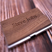 Lennik 1pc Custom Name Wooden Metal Business Cardcase Laser Engrave Company Text Number Card Box Christmas Day Gifts - Multicolor - View 6