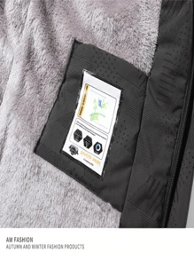 男士保暖内衬冬季夹克，户外风衣雨衣徒步夹克，带可拆卸兜帽，秋冬季加厚保暖