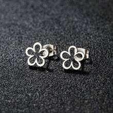 1Pair Cute Flower Earrings For Women 2025 Fashion Golden Color Stainless Steel New In Earrings Party Wedding Jewelry Gift Valentines - White - View 13