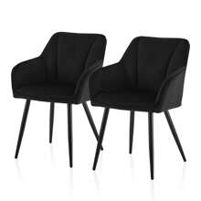 CLIPOP Esszimmerstühle 2er/4er Set aus Samt Küchenstuhl Polsterstuhl Armlehnstuhl mit Armlehnen Rückenlehnen weiche Sitzpolster Metallbeinen Modern Sessel für Küche Esszimmer Wohnzimmer