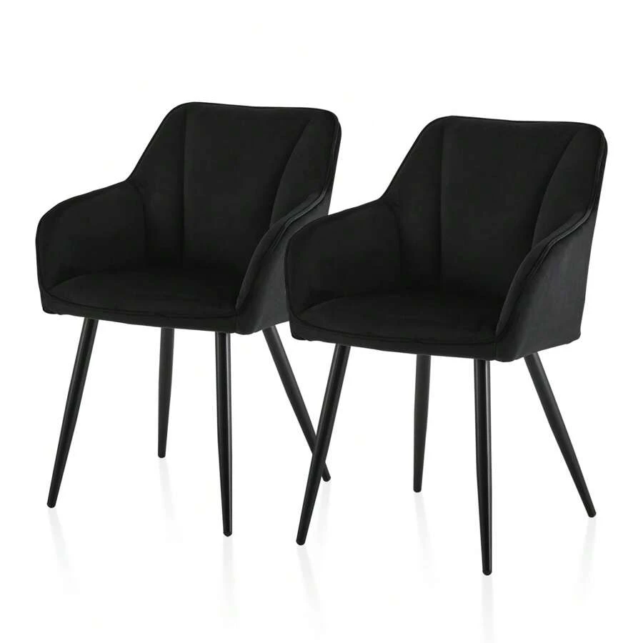 CLIPOP Esszimmerstühle 2er/4er Set aus Samt Küchenstuhl Polsterstuhl Armlehnstuhl mit Armlehnen Rückenlehnen weiche Sitzpolster Metallbeinen Modern Sessel für Küche Esszimmer Wohnzimmer