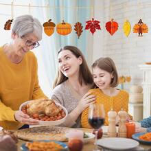 感恩节木制 DIY 装饰南瓜、火鸡挂饰、万圣节枫叶木制工艺品 - 彩色 - 查看 2
