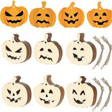 感恩节木制 DIY 装饰南瓜、火鸡挂饰、万圣节枫叶木制工艺品 - 彩色 - 查看 10