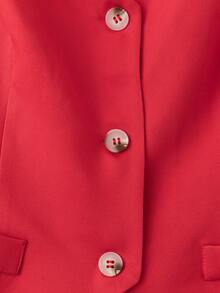 Women's Elegant Sleeveless V-Neck Suit Jacket, Fashionable Front Button Waistcoat Jacket For All Seasons - Red - View 6