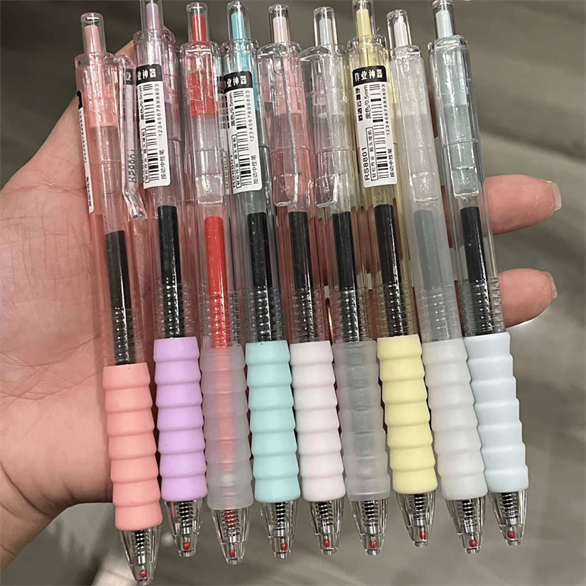 6 Bút lông Marshmallow Ins Phong cách Bút trung tính đẩy cực kỳ hấp dẫn Đầu lò xo khô nhanh Đầu bút bằng carbon Màu đen - Nhiều màu - Xem 1