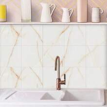 10 件大理石剥离粘贴防溅板瓷砖，PVC 自粘厨房墙壁装饰贴纸 - 彩色 - 查看 4