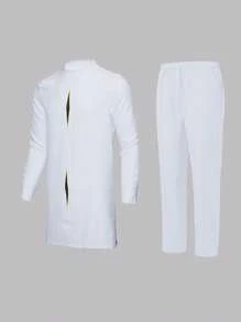 Plus Size Men Dashiki Suits, Minimalist African Print 2 Pieces Set Include Shirt And Pants, Casual Outfit For Weddings, Parties, Dates, Business, 4 Seasons