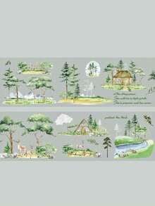 林地风景遮蔽胶带，“在野外”系列，2.35 英寸 * 1.57 英寸，各种奇幻设计，多场景创意规划装饰配件，用于剪贴簿、日记本和文具美学的透明胶带 - 均碼 - 查看 13