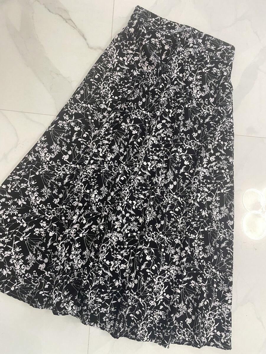 Long Printed Skirt With BAG New Has Elastic - màu đen - Xem 1