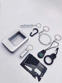 8pcs Outdoor Hiking Camping Gear,Multi-Function Wilderness Survival Emergency Kit, Bushcraft First Aid Tool Set - Multicolor - View 7