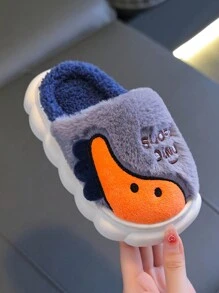 1 Pair Dinosaur Children's Indoor Slippers, Anti-Slip For Toddler Boys And Girls, Infants And Babies, Winter - Grey - View 3