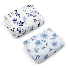18x26 Inch 2 cái/bộ khăn tắm hoa màu xanh lam, khăn lau bát đĩa nhà bếp, khăn lau tay, khăn lau bát đĩa để thấm nước và làm khô thích hợp để nấu ăn, nướng, trang trí nhà cửa và khăn tắm phòng tắm - Màu xanh lam - Xem 6