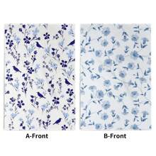 18x26 Inch 2 cái/bộ khăn tắm hoa màu xanh lam, khăn lau bát đĩa nhà bếp, khăn lau tay, khăn lau bát đĩa để thấm nước và làm khô thích hợp để nấu ăn, nướng, trang trí nhà cửa và khăn tắm phòng tắm - Màu xanh lam - Xem 3