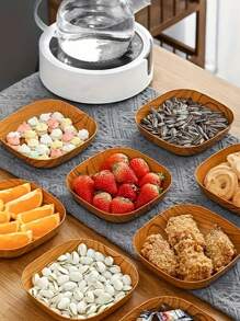 6 khay nhựa giả gỗ có thể tái sử dụng đựng sushi, đồ ăn nhẹ, món tráng miệng, trái cây, đồ ăn nhẹ, v.v., có thể giặt được, hoàn hảo để sắp xếp nhà bếp và trang trí bàn,... - 6 miếng - Xem 2