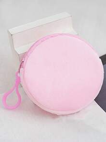 5PCS Mini Colorful Faux Fur Round Coin Purse With Key Ring, Small Zipper Pouqch For Women, Simple Zipper Wallet - Multicolor - View 5