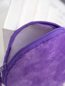 5PCS Mini Colorful Faux Fur Round Coin Purse With Key Ring, Small Zipper Pouqch For Women, Simple Zipper Wallet - Multicolor - View 9