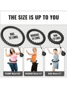 65inch 32 Knots Plus Size Quiet Weighted Hula Infinity Fitness Detachable Hoops, Smart Noiseless Hula For Women, 2 In 1 Waist And Abdominal Workout Equipment At Home - Multicolor - View 8