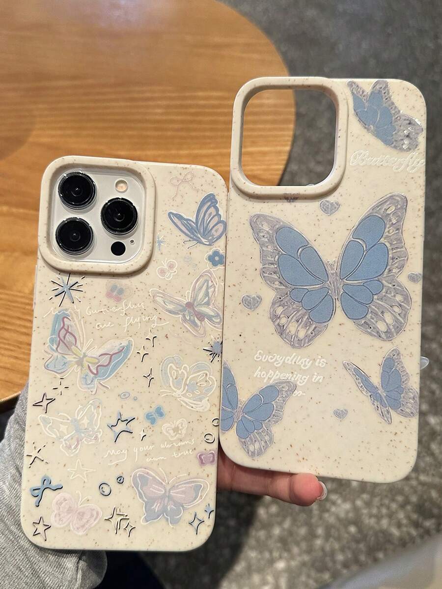 动物 1PC 可爱幻想蝴蝶图案手机壳兼容 iPhone 11/12/13/14/15 Pro Max 14/15Plus 7/8 Xs Max 生日礼物万圣节圣诞礼物 - 多色 - 查看 1