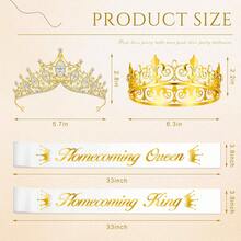 2同学聚会王子公主皇冠腰带+2球场腰带缎面腰带国王王后服装配饰毕业男女成人皇冠派对服装生日 - 多色 - 查看 7
