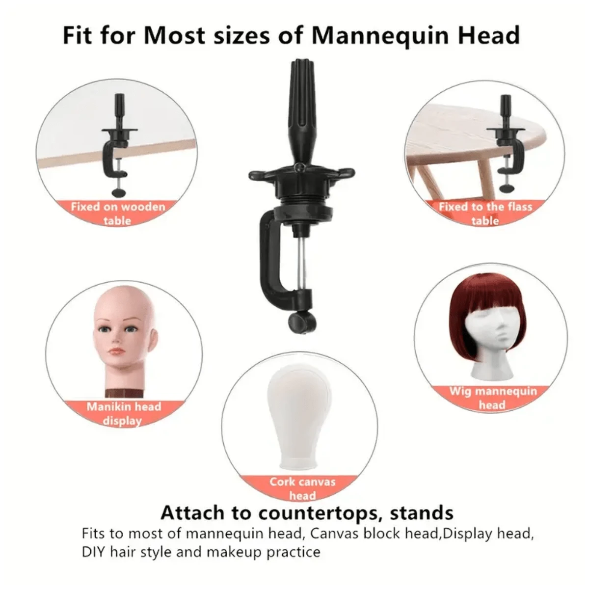 23 Inch Canvas Wig Head Set, Styling Mannequin Head With Mount Hole For ...