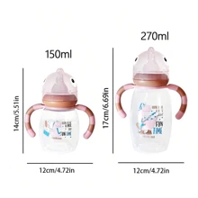 1件 150ml/270ml 卡通恐龍嬰兒奶瓶,雙把手,透明刻度,PP材質,防摔,適合日常使用,適合生日節日禮物 - 彩色 - 查看 8