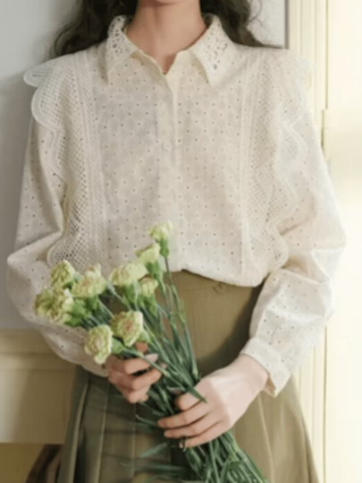 Camicia elegante con bordo in pizzo per San Valentino